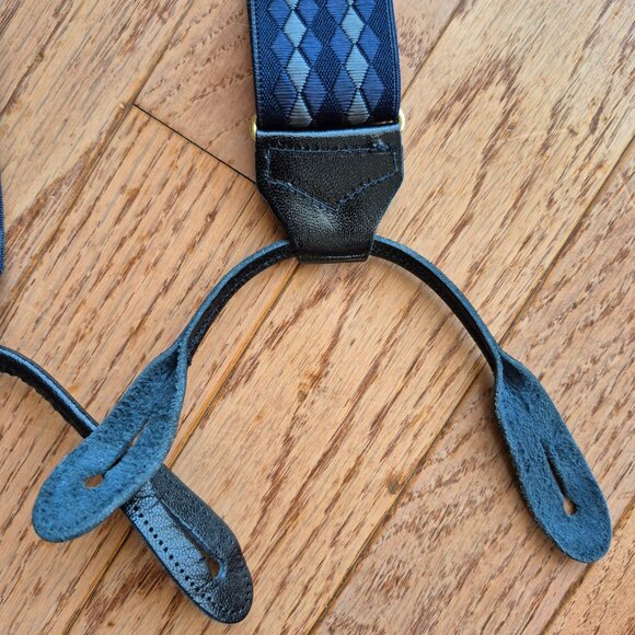 Albert Thurston Blue Diamond Argyle Elastic Suspenders - Picture 13 of 15